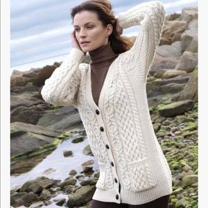 Wool Boyfriend Aran Cardigan- 100% Merino Wool